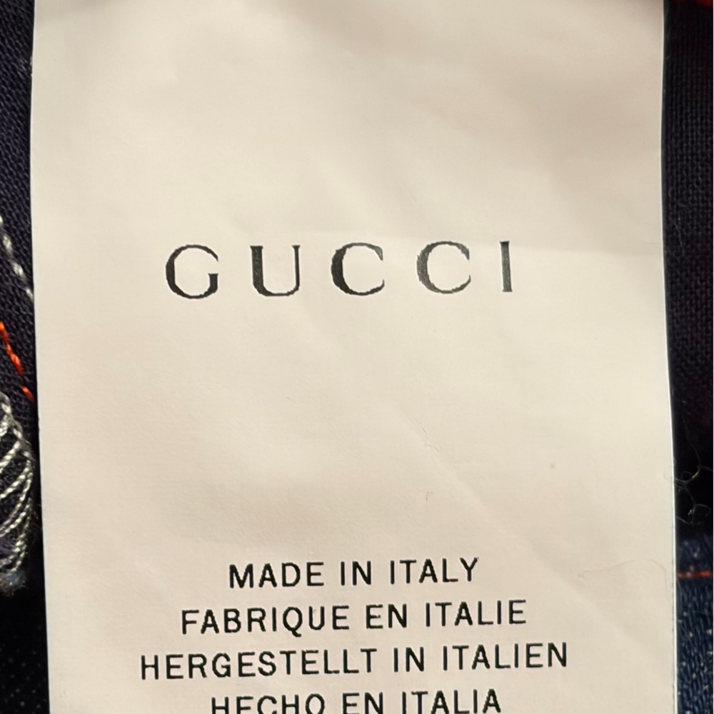 Gucci Navy Denim Jeans with Red Rose Embroidery - Picture 7 of 10